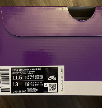 New 11 5 Nike Sb Dunk High Pro Sail Crimson Philly Sneaker
