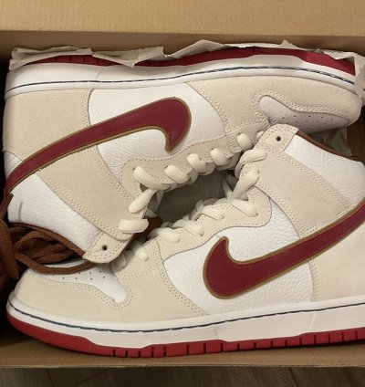 New 12 Nike Sb Dunk High Pro Blunt Sail Team Crimson Sneaker
