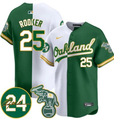 Brent Rooker Jersey 25 Oakland Athletics 2025 Rickey Henderson Memorial Stitched Split