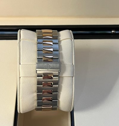 Patek Philippe Nautilus Rose Gold Stainless Steel Blue Dial Mens Watch 5980 1ar