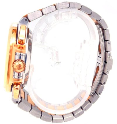 Patek Philippe Nautilus Rose Gold Stainless Steel Blue Dial Mens Watch 5980 1ar