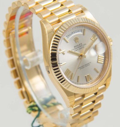 Rolex Day-date 40 Silver Roman Dial 18k Yellow Gold President