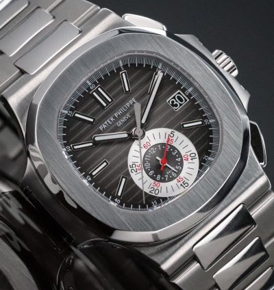 Patek Philippe Nautilus Serviced Complete Set Grey Dial Gradient 40 5mm Steel Bracelet Chronograph 5980