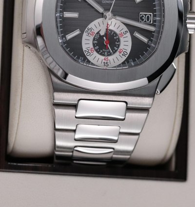 Patek Philippe Nautilus Serviced Complete Set Grey Dial Gradient 40 5mm Steel Bracelet Chronograph 5980