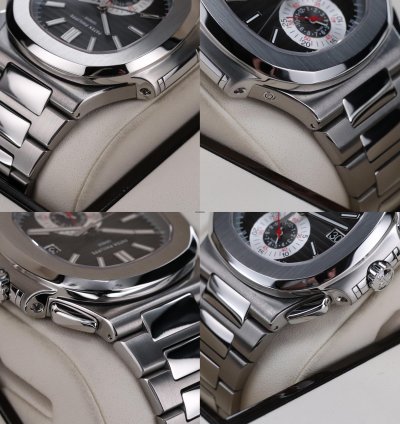 Patek Philippe Nautilus Serviced Complete Set Grey Dial Gradient 40 5mm Steel Bracelet Chronograph 5980