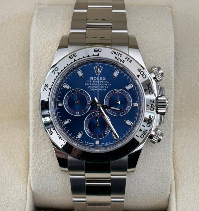 Rolex Daytona Oro Bianco Nuovo 2023 Quadrante Blu Full Set Con Documenti Scatola Rolex