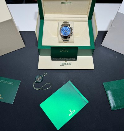 Rolex Daytona Oro Bianco Nuovo 2023 Quadrante Blu Full Set Con Documenti Scatola Rolex