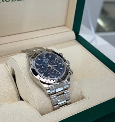 Rolex Daytona Oro Bianco Nuovo 2023 Quadrante Blu Full Set Con Documenti Scatola Rolex