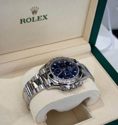 Rolex Daytona Oro Bianco Nuovo 2023 Quadrante Blu Full Set Con Documenti Scatola Rolex