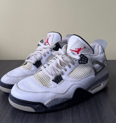 2015 Men Nike Air Jordan Iv 4 White Cement Fire Red Grey