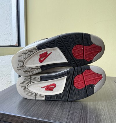 2015 Men Nike Air Jordan Iv 4 White Cement Fire Red Grey