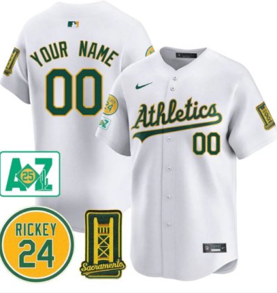 Custom Oakland Athletics Jersey 2025 Sacramento Rickey Henderson Stitched White