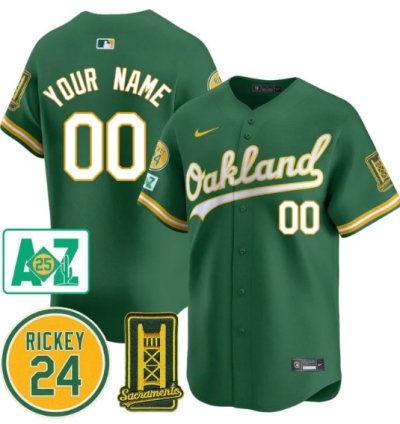Custom Oakland Athletics Jersey 2025 Sacramento Rickey Henderson Stitched Green
