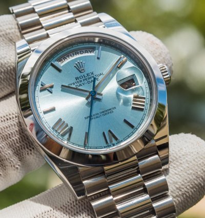 Rolex Day-date 40 Unworn 2022 Day-date 40mm Platinum Blue Ice Dial 228206
