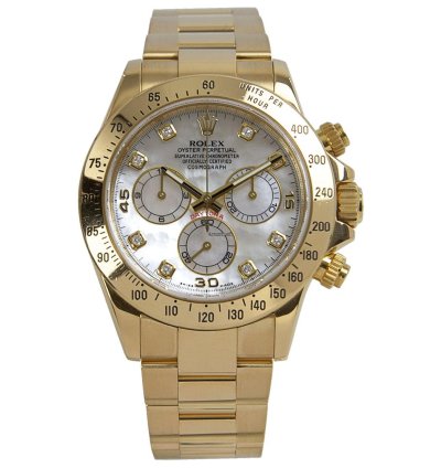 Rolex Daytona Oyster Perpetual Cosmograph Daytona 18kt Yellow Gold Mother Of Pearl Diamond Dot 116528