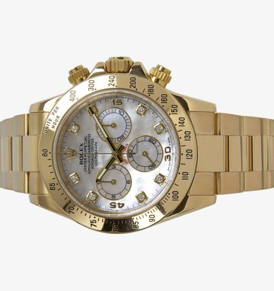 Rolex Daytona Oyster Perpetual Cosmograph Daytona 18kt Yellow Gold Mother Of Pearl Diamond Dot 116528
