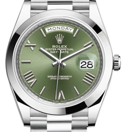 Rolex Day-date 40 Unworn 2022 Day-date 40mm Platinum Olive Dial 228206