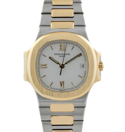 Patek Philippe Nautilus Steel 18k Gold 37mm White Dial Box Papers