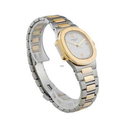 Patek Philippe Nautilus Steel 18k Gold 37mm White Dial Box Papers