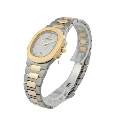 Patek Philippe Nautilus Steel 18k Gold 37mm White Dial Box Papers