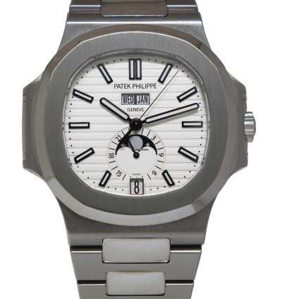 Patek Philippe Nautilus Steel Annual Calendar White Dial Watch 17 5726 1a