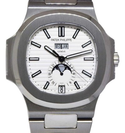 Patek Philippe Nautilus Steel Annual Calendar White Dial Watch 17 5726 1a