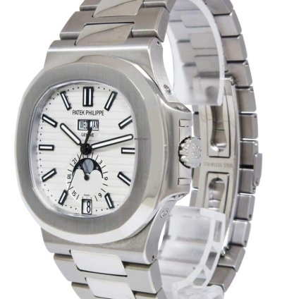Patek Philippe Nautilus Steel Annual Calendar White Dial Watch 17 5726 1a