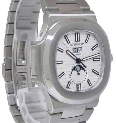Patek Philippe Nautilus Steel Annual Calendar White Dial Watch 17 5726 1a