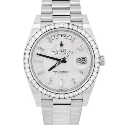 Rolex Day-date 40 Unworn 2023 Papers Rolex Day-date 40mm Meteorite Baguette Diamond 228349 Rbr