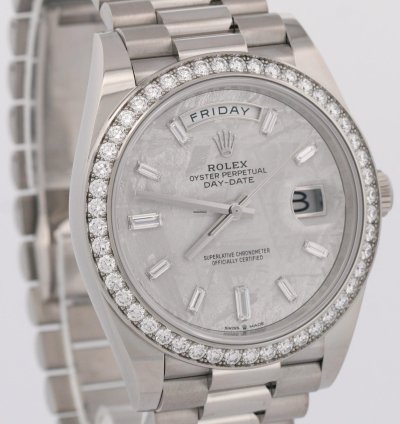 Rolex Day-date 40 Unworn 2023 Papers Rolex Day-date 40mm Meteorite Baguette Diamond 228349 Rbr