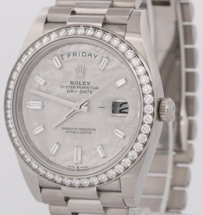 Rolex Day-date 40 Unworn 2023 Papers Rolex Day-date 40mm Meteorite Baguette Diamond 228349 Rbr