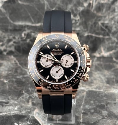 Rolex Daytona Oysterflex Everose Gold Bright Black Dial Sundust Subdials 126515ln