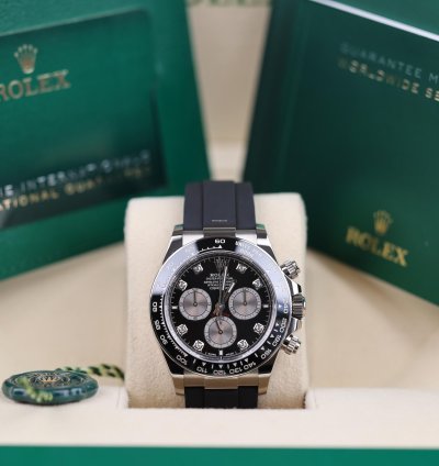 Rolex Daytona Oysterflex Wei Gold Schwarz Dia - 2023 - Lc100 - Neu Ungetragen - Fullset