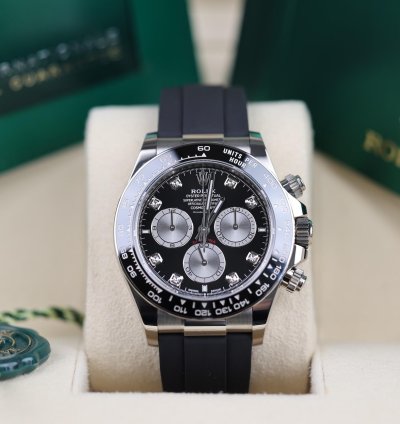 Rolex Daytona Oysterflex Wei Gold Schwarz Dia - 2023 - Lc100 - Neu Ungetragen - Fullset