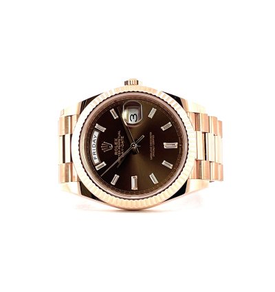 Rolex Day-date 40 Unworn Condition New Chocolate Dial Baguette Diamonds Fullset 2022