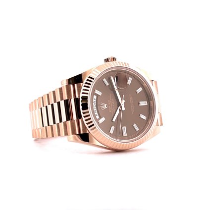 Rolex Day-date 40 Unworn Condition New Chocolate Dial Baguette Diamonds Fullset 2022