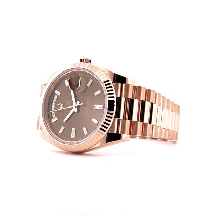 Rolex Day-date 40 Unworn Condition New Chocolate Dial Baguette Diamonds Fullset 2022