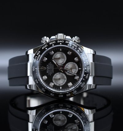 Rolex Daytona Oysterflex Whitegold Black Diamond Dial - Stickers Unworn - 02 2025 - Fullset