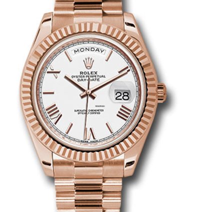 Rolex Day-date 40 Unworn Day-date 40mm 228235 Rose Gold Fluted White Roman Dial Presidential Bracelet