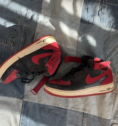 2017 Nike Air Force 1 Mid Bred Men Black Red Af1 Sz 10