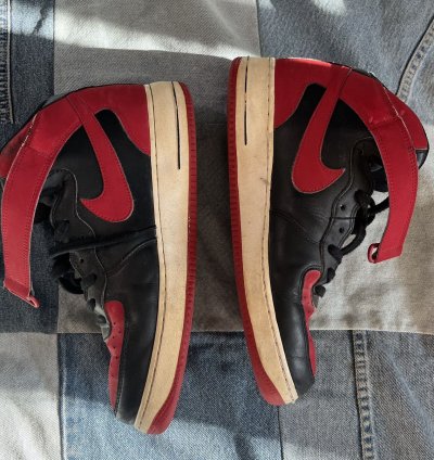 2017 Nike Air Force 1 Mid Bred Men Black Red Af1 Sz 10