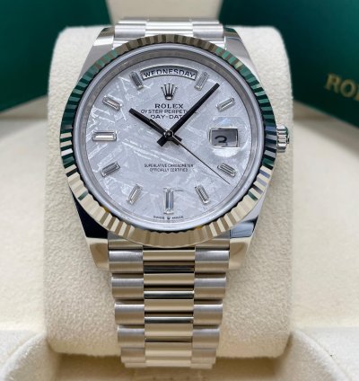 Rolex Day-date 40 Unworn Day-date 40mm 228239 White Gold Meteorite Baguette Diamond Dial President Bracelet