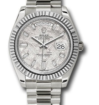 Rolex Day-date 40 Unworn Day-date 40mm 228239 White Gold Meteorite Baguette Diamond Dial President Bracelet