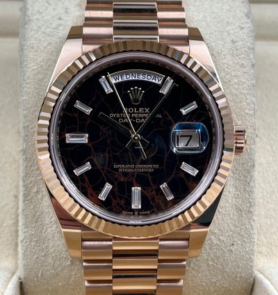 Rolex Day-date 40 Unworn Day-date 40mm Eisenkiesel Diamond Dial Rose Gold Bracelet 228235 Box Papers 2024