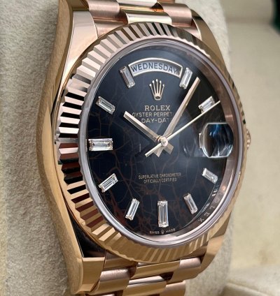 Rolex Day-date 40 Unworn Day-date 40mm Eisenkiesel Diamond Dial Rose Gold Bracelet 228235 Box Papers 2024