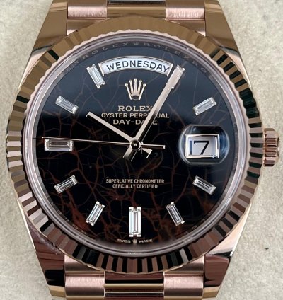 Rolex Day-date 40 Unworn Day-date 40mm Eisenkiesel Diamond Dial Rose Gold Bracelet 228235 Box Papers 2024