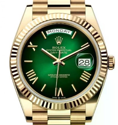 Rolex Day-date 40 Unworn Day-date 40mm Green Ombre Dial Yellow Gold Bracelet 228238 Box Papers 2024