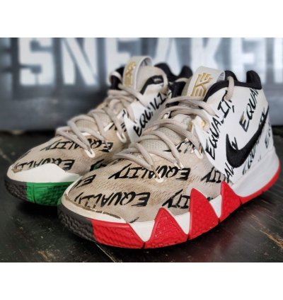 2017 Nike Kyrie 4 Equality Blm White Red Black Sneakers Ao13