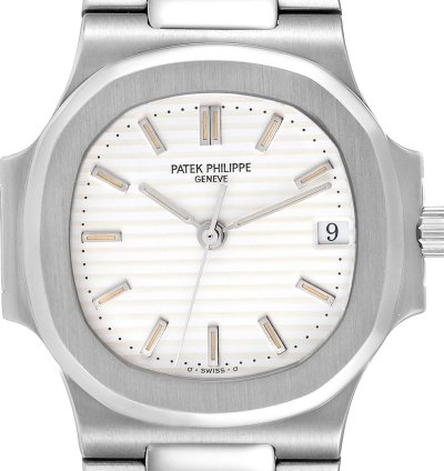 Patek Philippe Nautilus White Dial Automatic Steel Mens Watch 3800 Box Papers