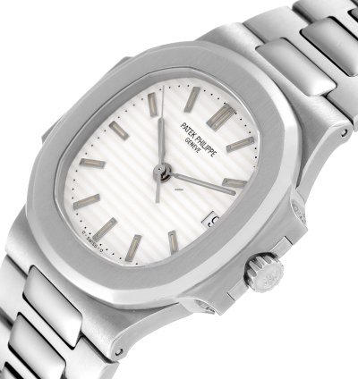 Patek Philippe Nautilus White Dial Automatic Steel Mens Watch 3800 Box Papers